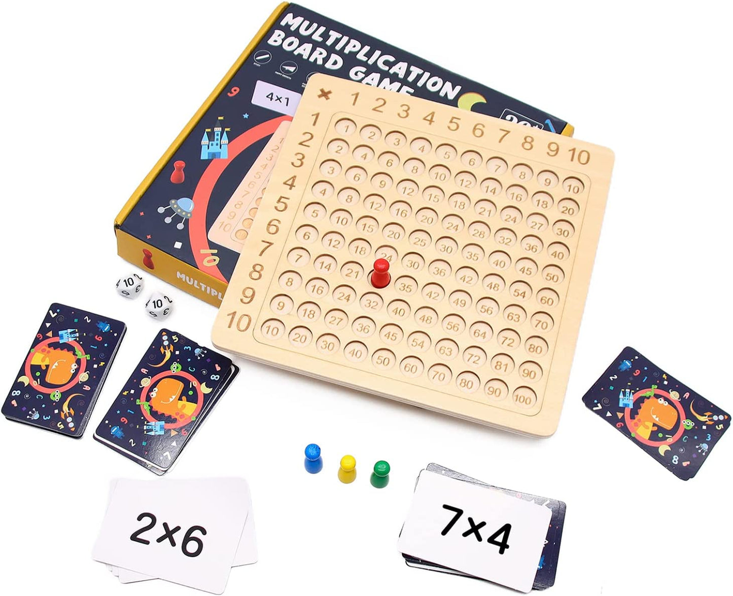 Wooden Math Multiplication Board Games Montessori Multiplication Board Game, Educational Multiplication Game Math Blocks Board Montessori Children Counting Toy for Toddlers Kids Over 3 Years Old