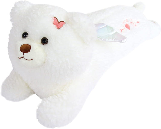 Long Teddy Bear Plush Pillow, 30" Big Bear Stuffed Animal Toys, Soft Teddy Bear Higging Pillow Doll, Cute Giant Sleeping Animal Body Pillow, Bear Plushies Doll Gift for Kids Girlfriend, White
