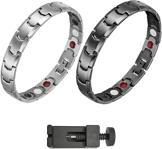 Magnetic Lymph Detox Bracelet for Women and Men, Lymphatic Drainage Magnetic Bracelet, Adjustable Bracelet, Magnetic Therapy Bracelet Promotes Blood Circulation for Arthritis Pain Relief (2Pcs)