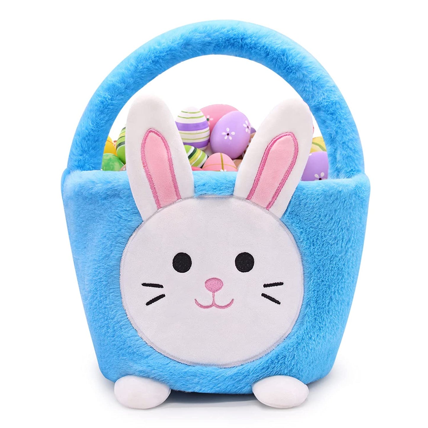 Easter Basket Bunny, Easter Baskets for Kids, Easter Egg Hunt Basket for Kids Bunny, Bunny Gifts Bags Carry Bucket Easter Decorations, Blue
