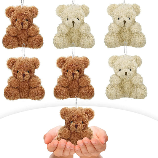 6Pcs Mini Teddy Bear,Teddy Bear Stuffed Animal,4in Bears Doll for Graduation Birthday Wedding Decorations Party Favors DIY Accessory, 4 inches