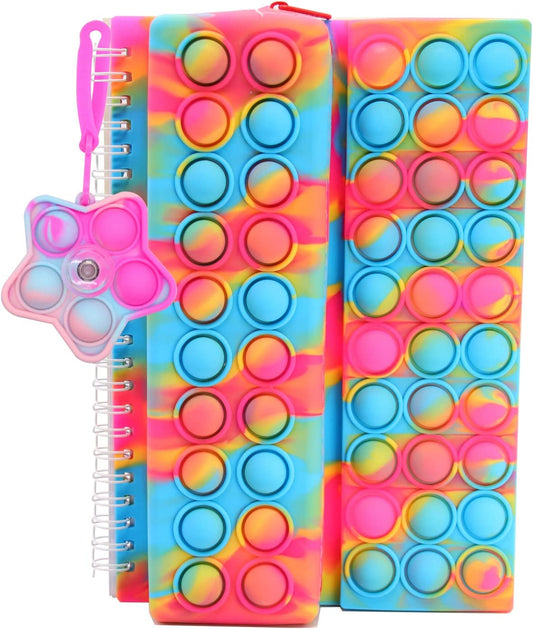 Pop Notebook Fidget Toy It , Rainbow Pop Bubble Notebook Suitable For Fingertip Notebook For Adults and Children Help Daily Office Work And Relieve Stress Fidget Toy Pack To Reduce Depressiom