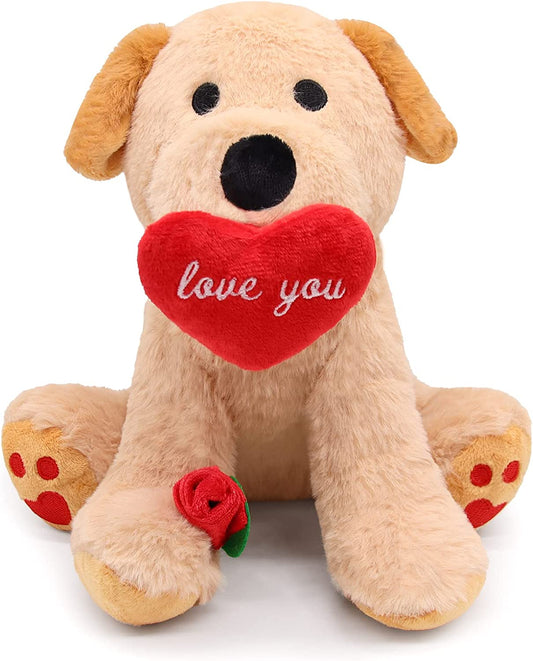 Valentines Day Gifts for Women Kids Wife Girlfriend , l Love You Dog Stuffed Animals with Rose, Dog Plush Gift for Her, Perfect for Graduation, Birthday Valentine's Day Decorative Gift