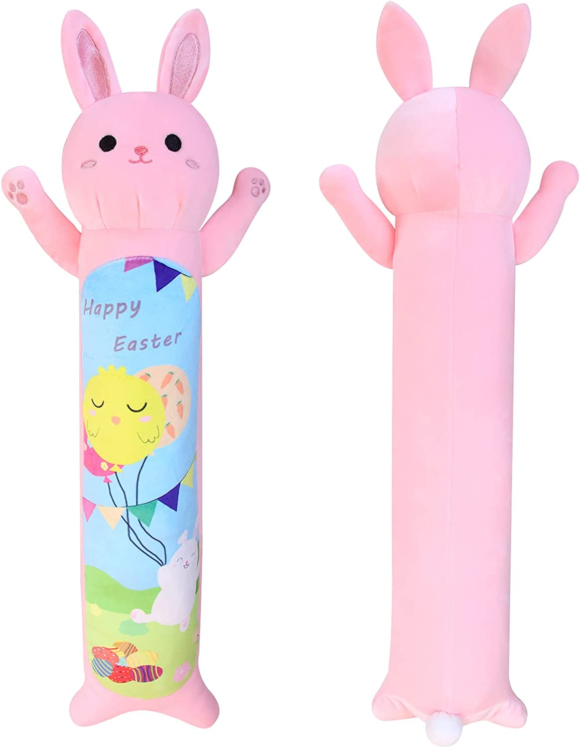 Long Bunny Plush Pillow Long Body Pillow, 23" Cute Easter Day Bunny Stuffed Animals Pink Bunny Plushie, Soft Long Rabbit Plush Hugging Pillow Doll Toy for Kids Birthday Valentines Day Gifts