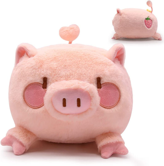 Pink Pig Plush Toy, Kawaii Strawberry Pig Cuddly Toy Stuffed Animal Cushion Toy, 35 cm Soft Plush Pig Stuffed Toy Doll Gift for Children (Strawberry Pig)