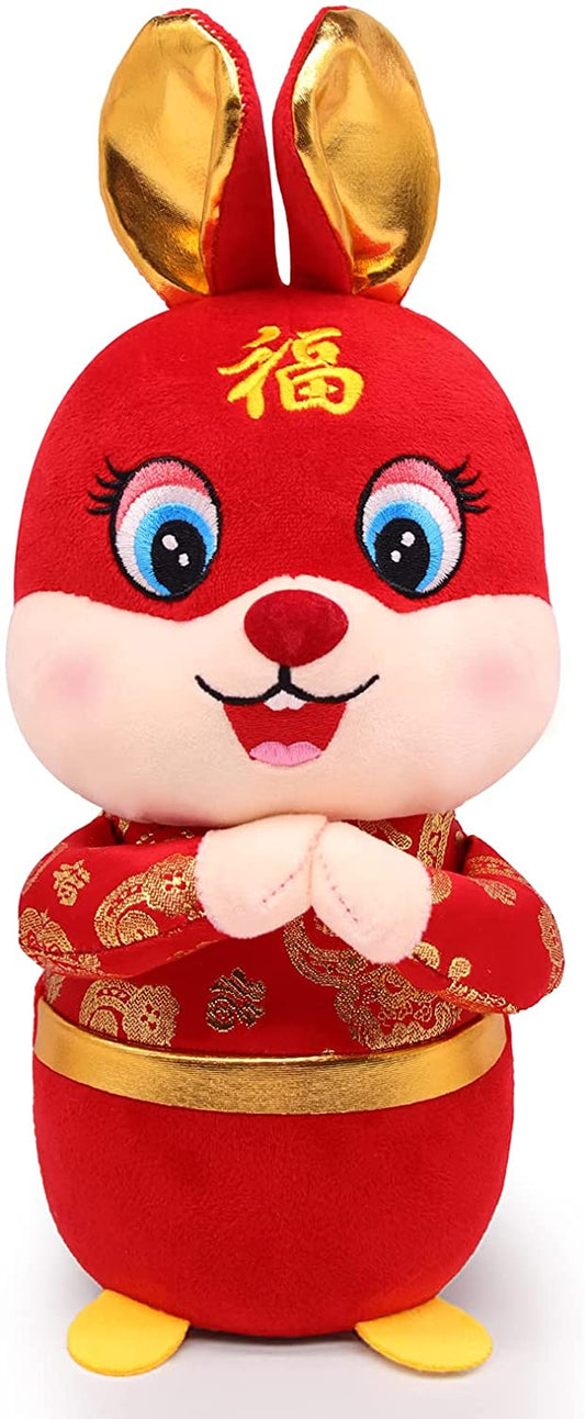 2023 Rabbit Plush Toy, chinese spring festival plush doll, new year mascot plush stuffes animal, Rabbit Pillow for Spring Festival Gift Home Decoration Doll