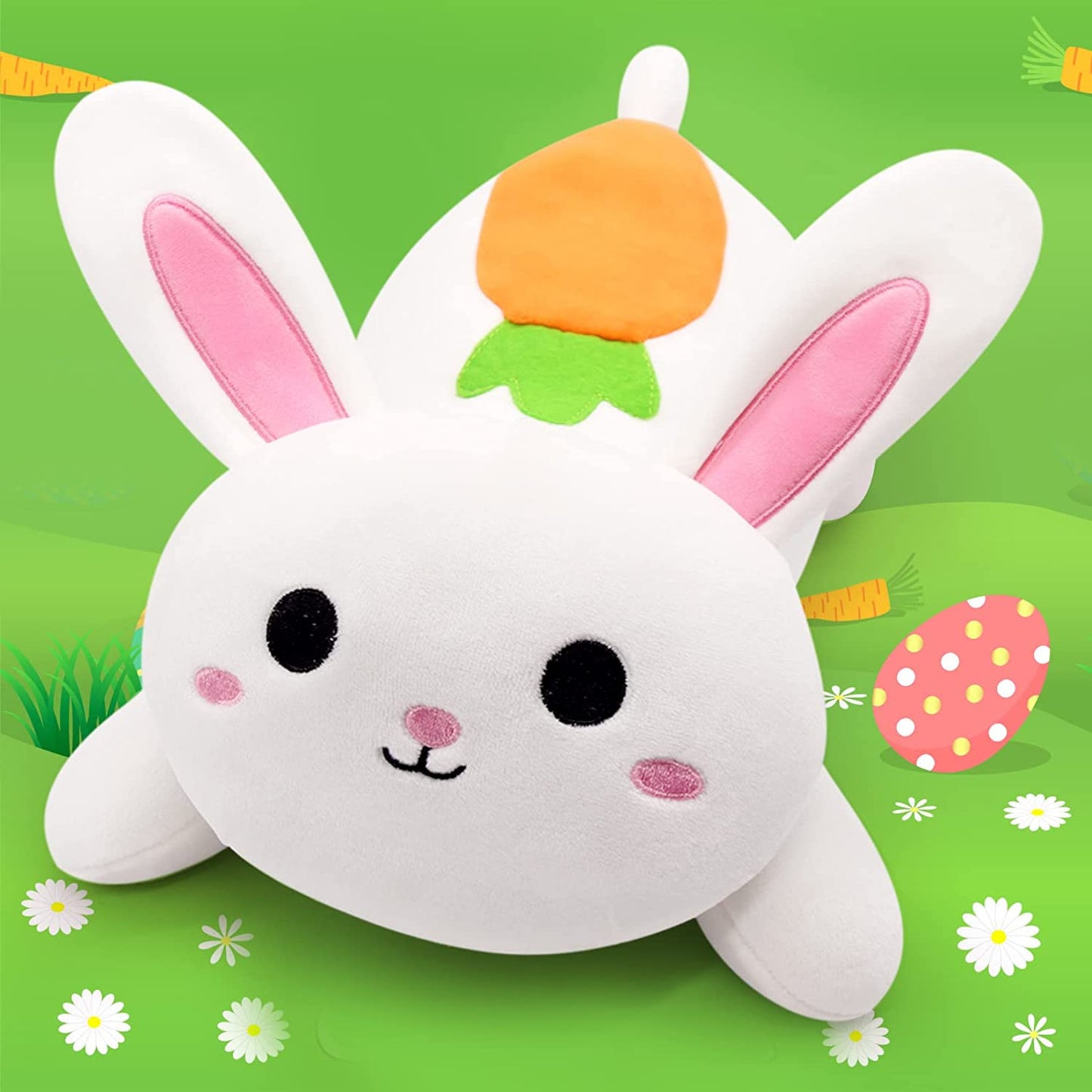 Easter Bunny Plush Pillow Bunny Stuffed Animal Toy, 12.5" Cute Plush Bunny Stuffed Bunny Plushie Dolls, Soft White Rabbit Plush Pillow Stuffed Animal Plush Gifts for Kids Boys Girls Easter Decorations