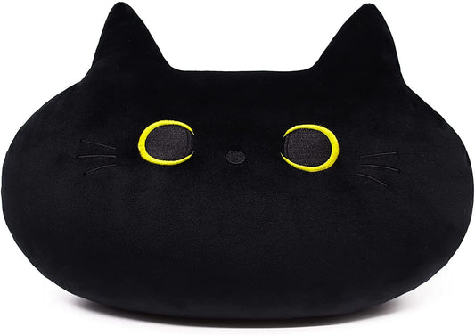 Black Cat Plush Cushion, Cute Cat Plush Toy, Soft Cat Shape Design Lumbar Spine Cushion Plush Stuffed Cat Doll Toy for Children Birthday, Halloween Christmas Gifts