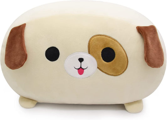 Cute Dog Plush Pillow Toy, 14inch Soft Puppy Pillow Kawaii Home Decoration, Sofa Pillow Dog Stuffed Animals Pillow for Kids Birthday Gifts (Dog Khaki)