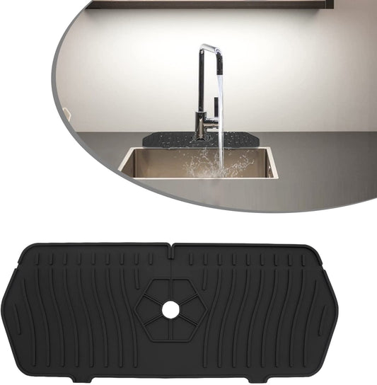 Sink Faucet Mat Sink Splash Catcher Faucet Mat, Water Catcher Mat Under Sink Mats for Kitchen Countertop Protect, Silicone Water Drying Pad for Bathroom, Bar, RV