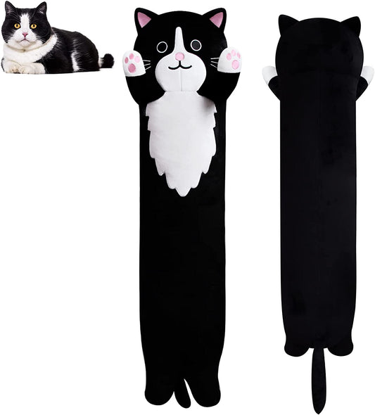 Long Cat Plush Long Plush Body Pillow, 39.5" Cute Long Cat Stuffed Animals Cat Plushie, Soft Kawaii Long Black Cat Plush Doll Stuffed Cat Toys for Kids Birthday Christmas
