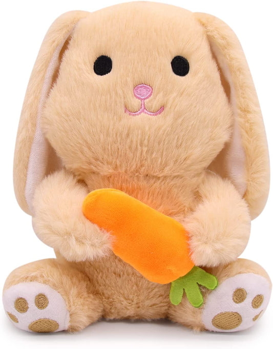 Easter bunny plush rabbie, rabbit plush toys for gift Easter, rabbit plush doll, brown rabbit plush toy with carrots, Valentine's Day Easter decoration gifts for children