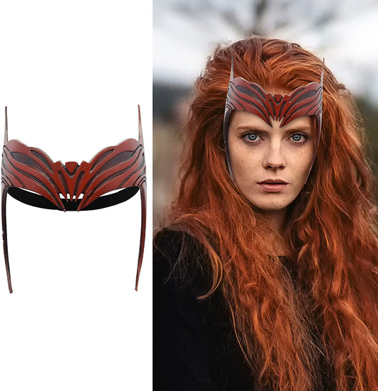 Wanda - Tocado de bruja escarlata, cosplay, disfraz de Halloween, corona, máscara de piel sintética para adultos