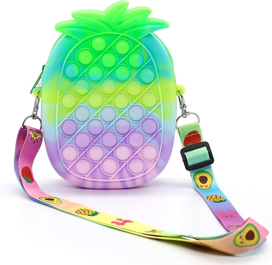 Pop On It Purse Fidget Toys Pop Shoulder Bag,Rainbow Pop Fidget Bag Toy,Push Popper Purse Kids Crossbody Bag Handbag Fidget Toys for Girls and Women