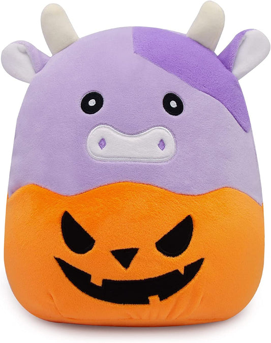 Cute Cow Plushie Pillow, Kawaii Cow Stuffed Animal Plush Toy, Soft Pumpkin Cow Plush Doll Halloween Plush Toy for Kids Birthday (Cow)