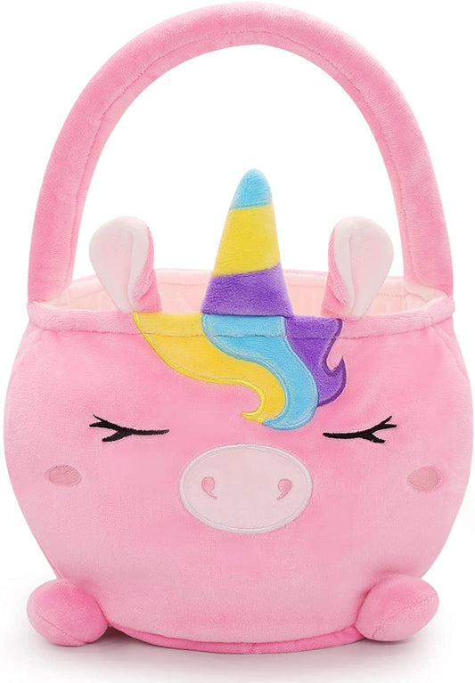 Easter Basket for Kids Cute Easter Basket with Handle, Large Easter Bags for Easter Egg Hunting Easter Theme Party Favor Kawaii Easter Gifts for Girls Boys