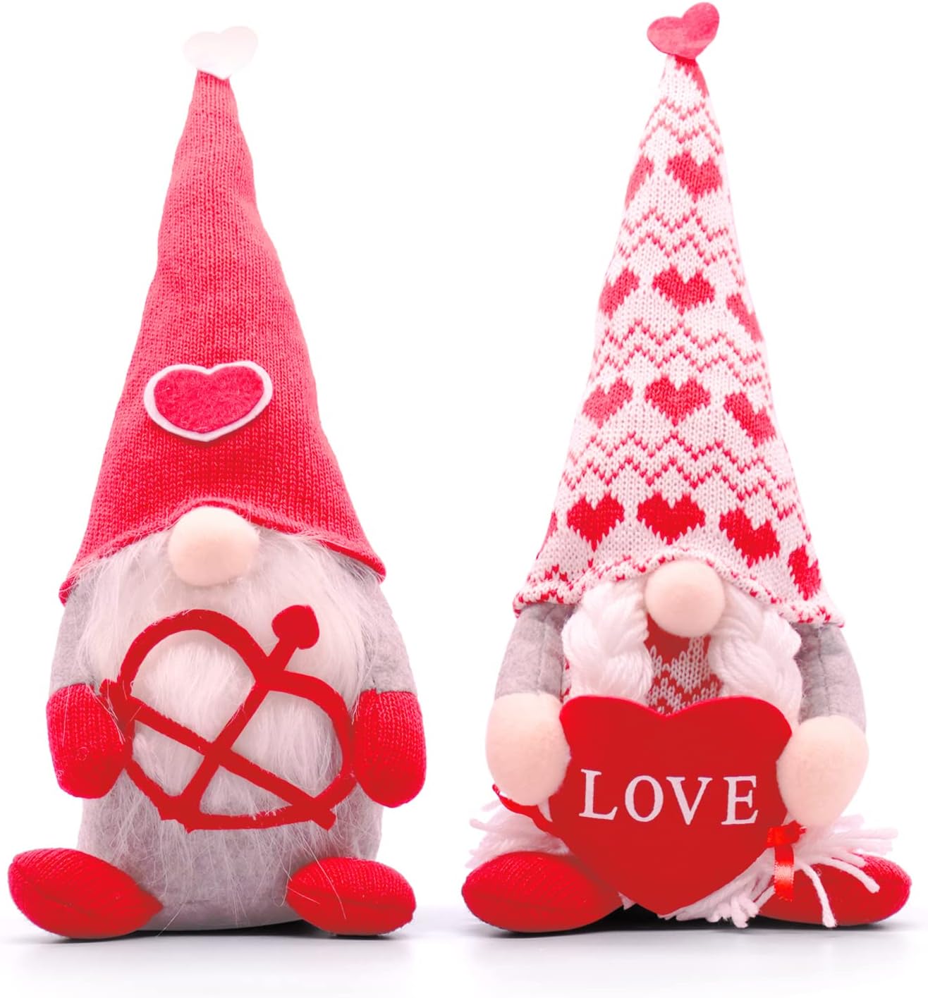 Easter Bunny Gnomes Plush, Spring Easter Decorations for The Home, Decor Gnome Decorations Handmade Scandinavian Plush Elf Doll - Easter Gnomes Decorations Gifts (Red-Grey)