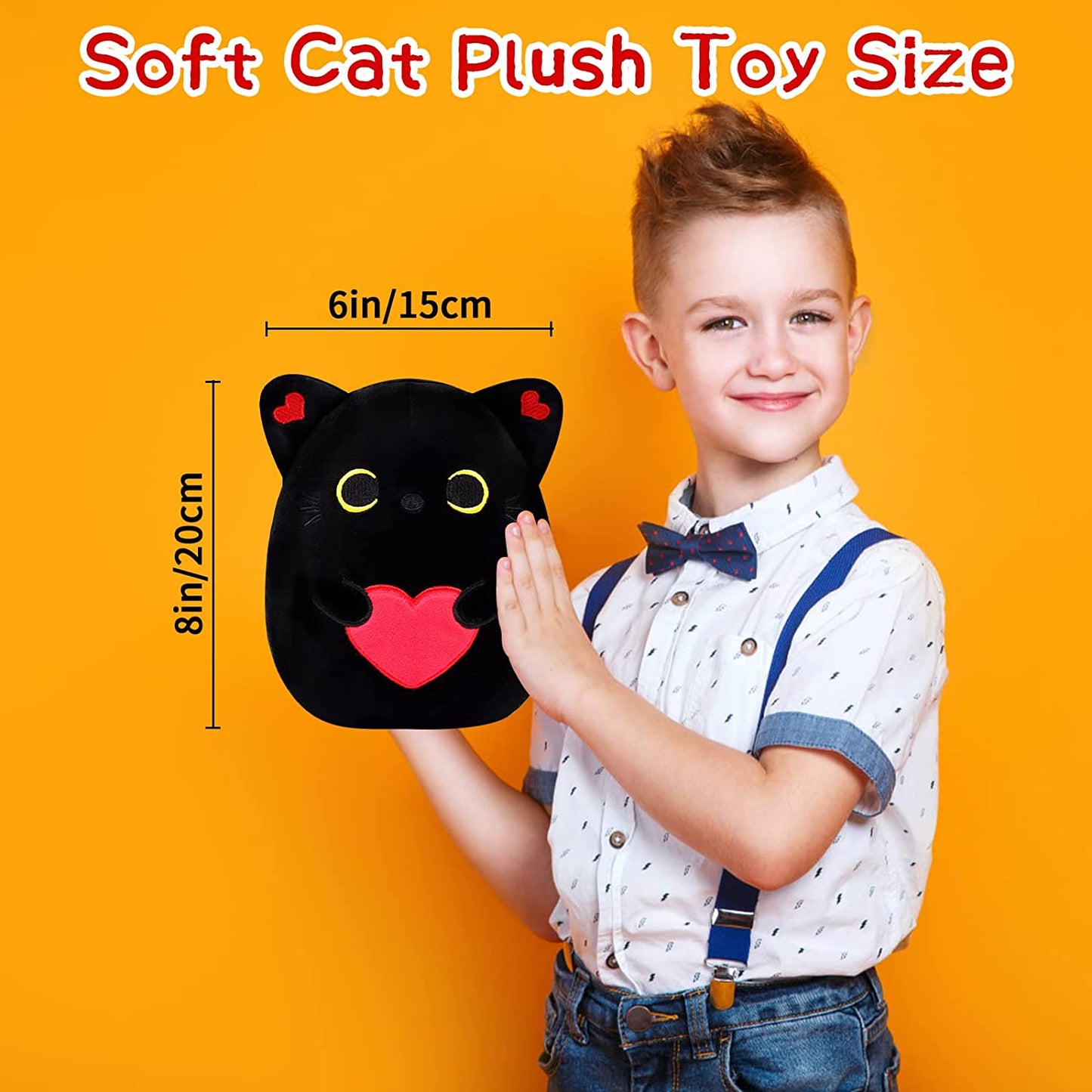 Black Cat Plush Pillow Soft Plush Doll Cat Plushie Cat Pillow, Loving Cat Stuffed Animal Pillow Toys Sofa Pillow Decoration Doll Gift for Kids