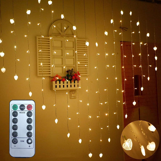 Love Type LED Fairy String Lamp, Waterproof Twinkle Lights with 8 Flashing Modes with Remote, Suitable for Bedroom Window Garden Wedding Party Backdrop Decor, Warm White