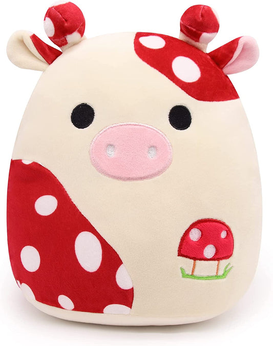 Cow Plush Pillow Cow Stuffed Animals, Cute Stuffed Animal Cow Plushie, Soft Mushroom Plush Cow Pillow Kawaii Stuffed Cow Plush Toy for Kids Girls Boys Birthday Valentines Day