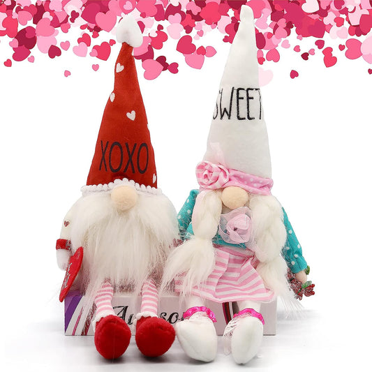 Easter Gnomes Decorations, Easter Bunny Gnomes Plush, Decor Gnome Decorations Spring Easter Decorations for The Home, Table Elf Gnomes Ornaments Easter Gifts(White-Red)