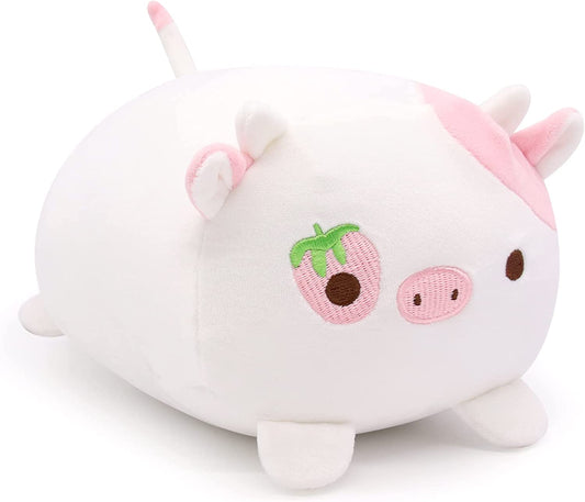 Strawberry Cow Plush Pillow Toy for Kids, Cute Cow Pillow Soft Stuffed Cow Doll Pillow, Strawberry Cow Stuffed Animal Pillow for Boys Girls Sofa Pillow Decoration Doll (Strawberry Cow)