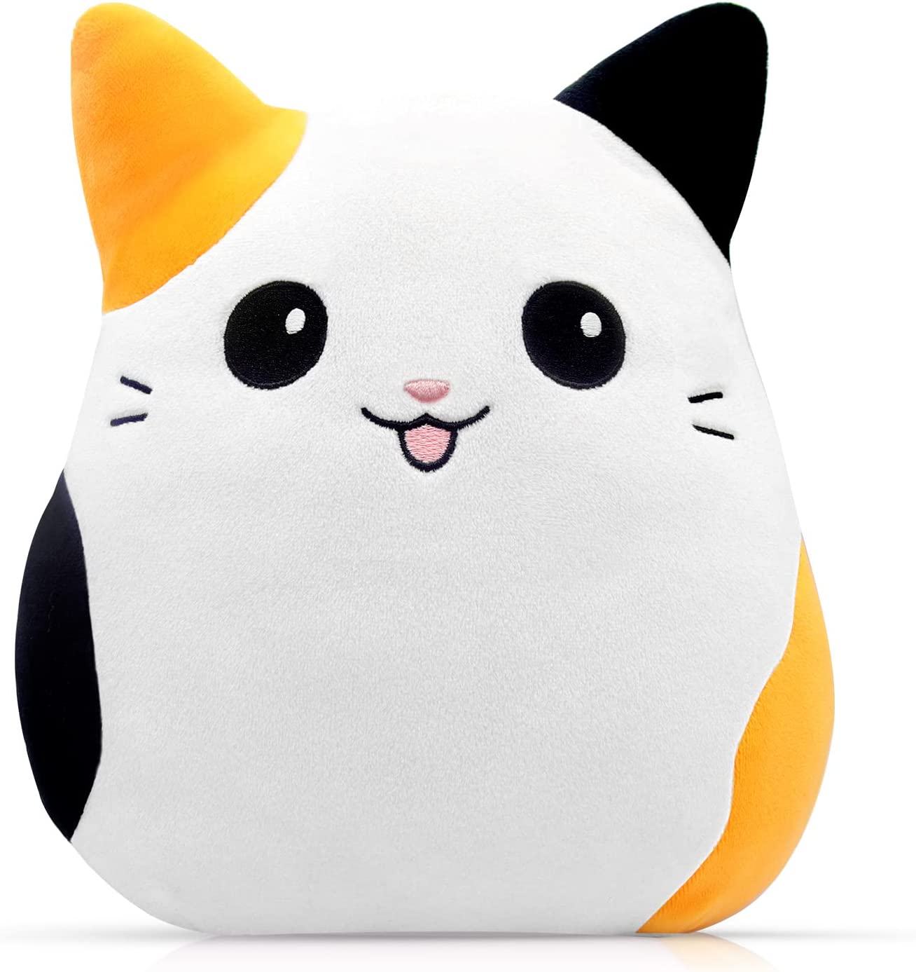 Cat Plushie Pillow Stuffed Animals Plush Toy for Kids,10Inch Kawaii Plushie Soft Hugging Pillow Calico Cat Plush Toys for Girls Boys, Cute Stuffed Cat Doll for Birthday Gift