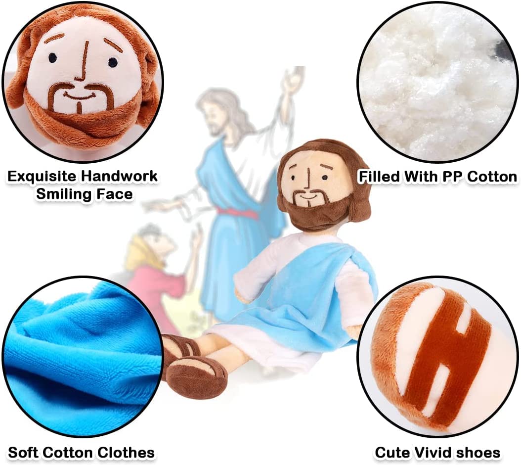 13inch Jesus Plush Toy My Friend Jesus Stuffed Doll Christ Religious Jesus Toys Jesus Doll Savior Plush Christian Classic Religious Savior Jesus Stuffed Plush Doll Toys (Blue)