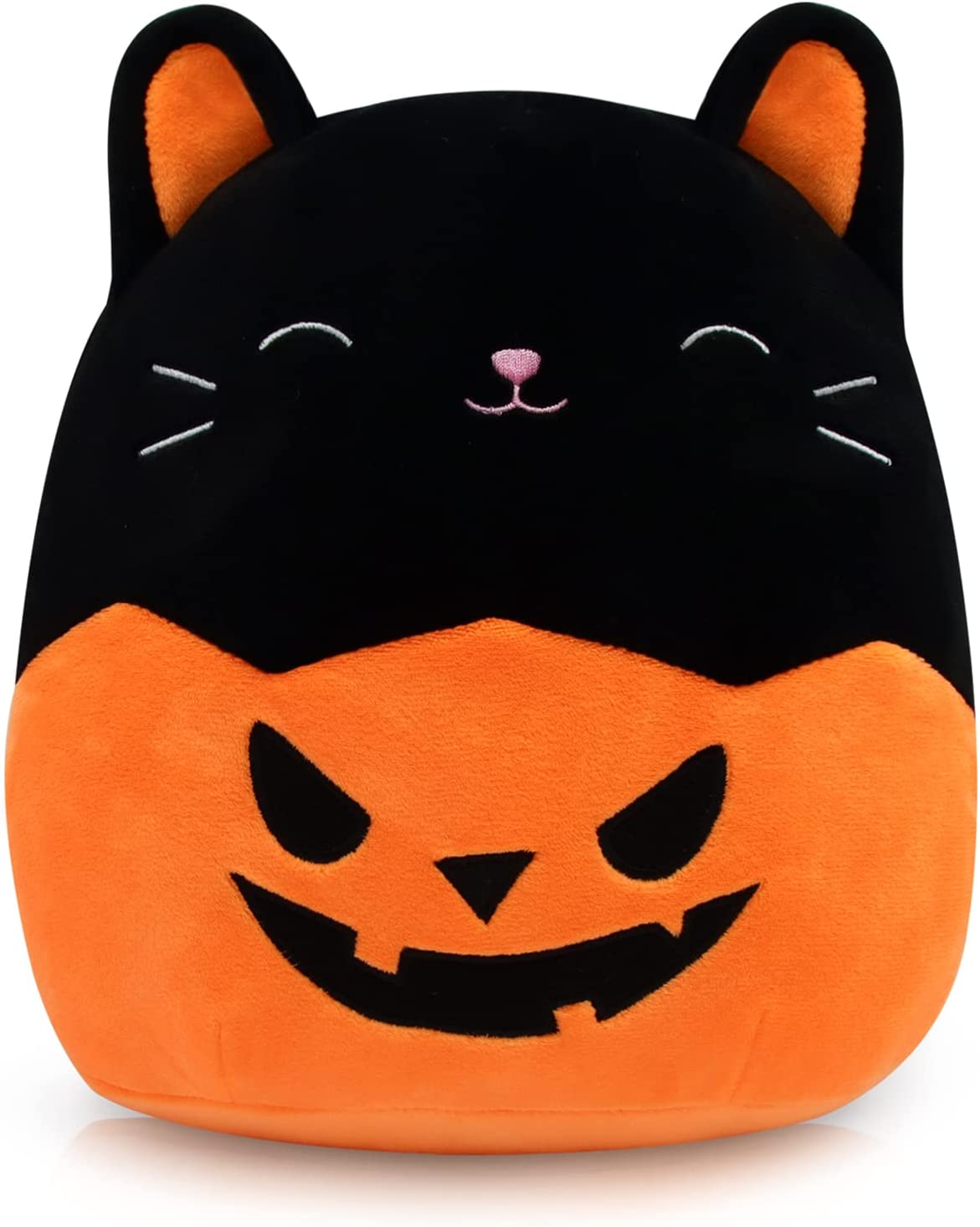Halloween Plush Cat Plushie Pillow - 8inch Stuffed Animals Black Cat Plushie - Soft Stuffed Cat Doll Pillow - Pumpkin Cat Halloween Plushie - Gift for Kids Birthday Halloween (9 inch)