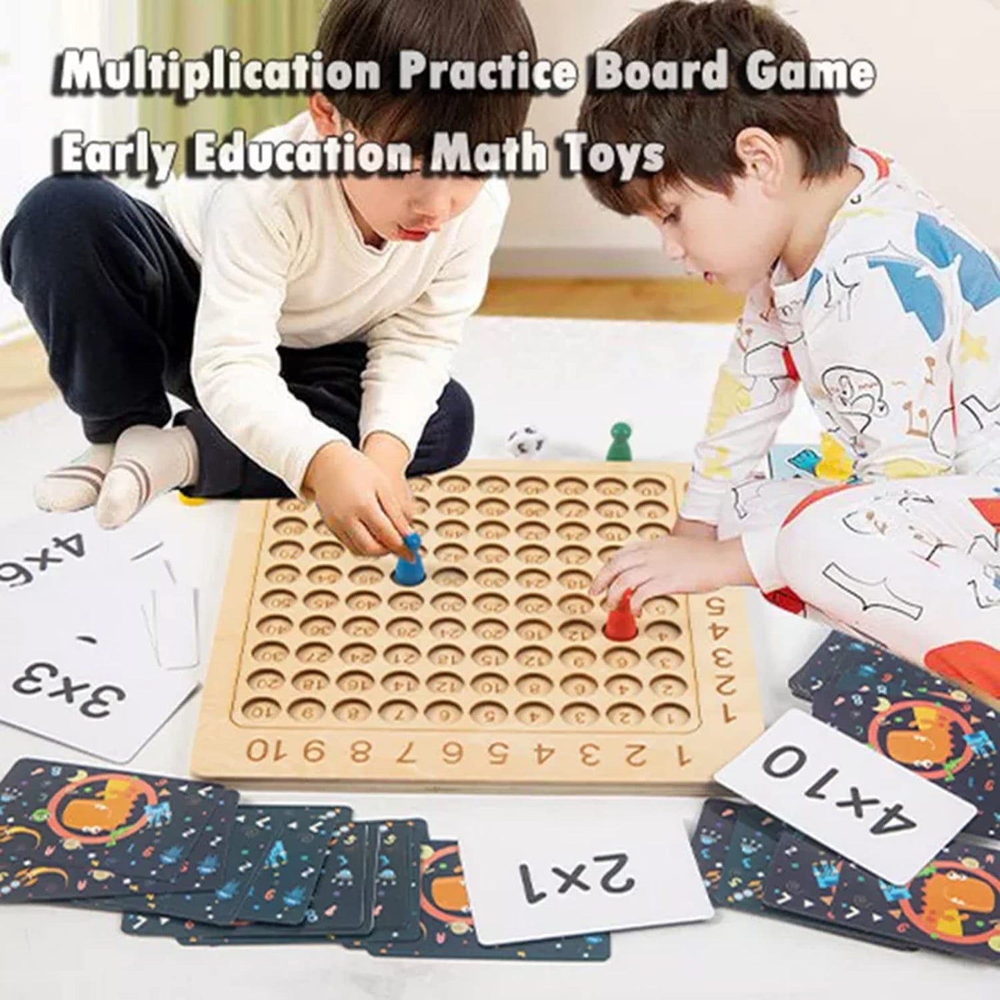 Wooden Math Multiplication Board Games Montessori Multiplication Board Game, Educational Multiplication Game Math Blocks Board Montessori Children Counting Toy for Toddlers Kids Over 3 Years Old