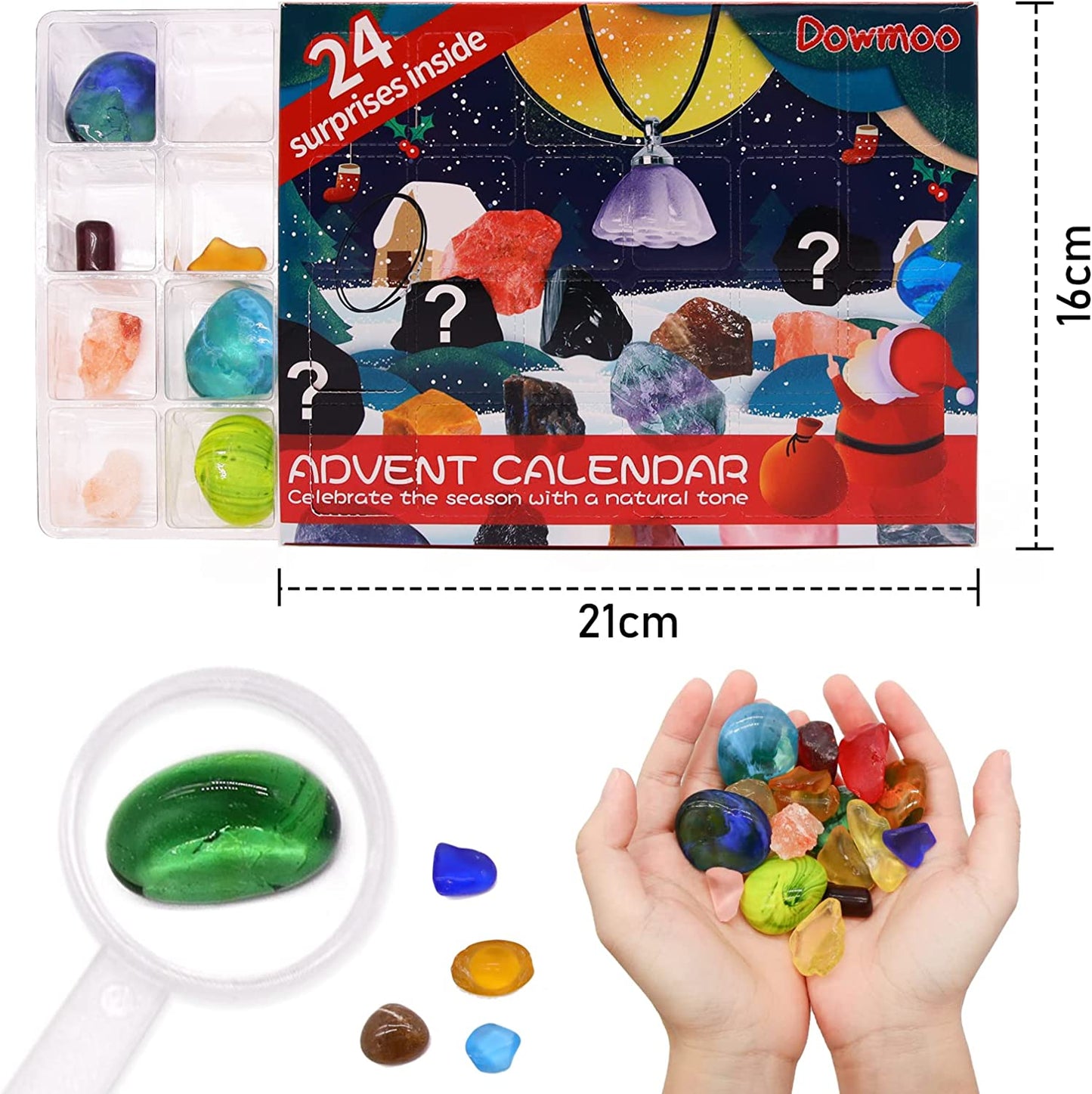Advent Calendar 2022 for Crystals 24 Days Christmas Advent Calendar Countdown Surprises - Natural Gemstones the Best Gift for Children