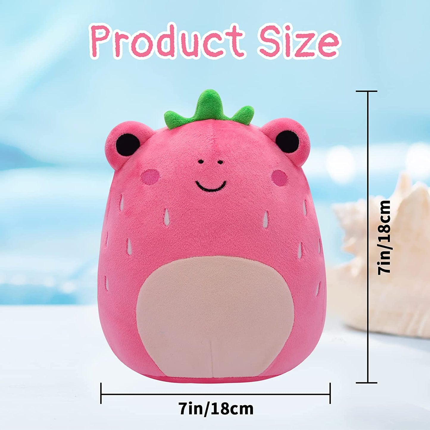 7 Inch Frog Stuffed Animals Pillow, 3D Cute Strawberry Frog Plushie Toy, Kawaii Frog Plush, Frog Pillow Plush for All Ages, Gift for Christmas Birthday Children's Day Home Decoration (Pink)