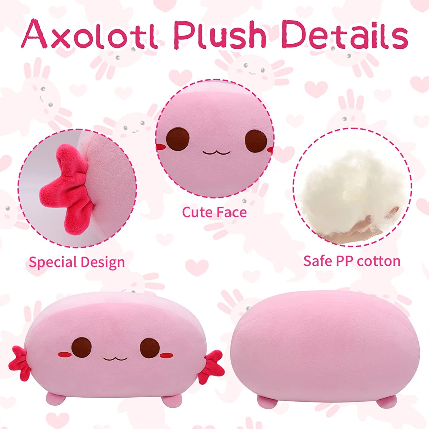 Cute Axolotl Plush Pillow Toy, 14inch Soft Pink Axolotl Pillow Kawaii Home Decoration, Sofa Pillow Axolotl Stuffed Animals Pillow for Kids Birthday Gifts (Axolotl Pink)