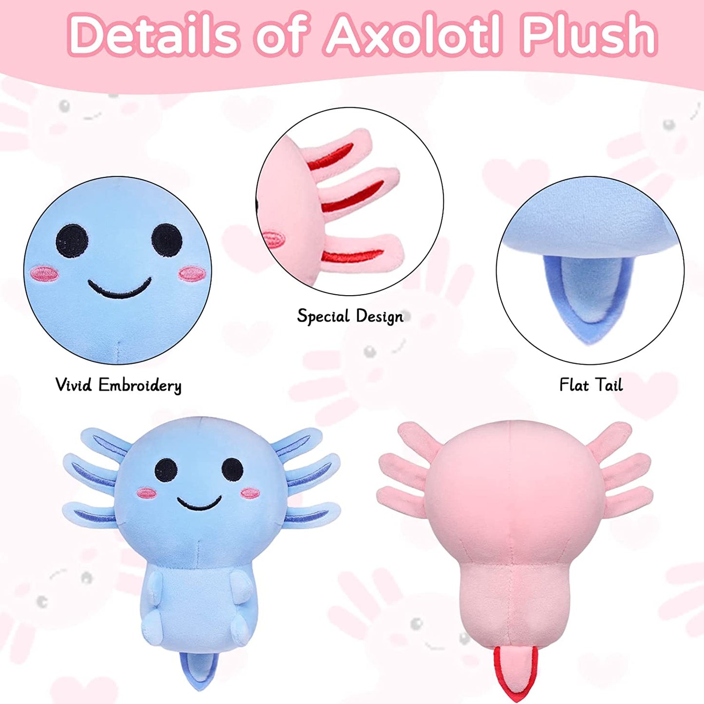 Axolotl Plushie Axolotl Stuffed Animal Toy,Cute Pink Axolotl Plush Pillow Soft Axolotl Stuffed Doll Gifts for Kids Birthday Halloween
