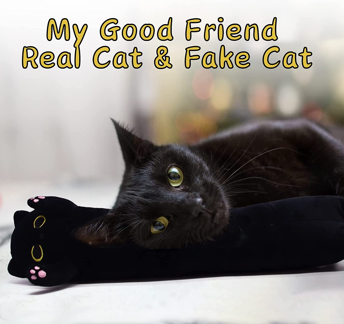 Long Cat Plush Long Plush Body Toy, Cute Long Cat Stuffed Animals Soft Long Cat Plushie, Black Cat Plush Kawaii Cartoon Stuffed Cat Toys for Kids Birthday Christmas Valentines Day Gifts