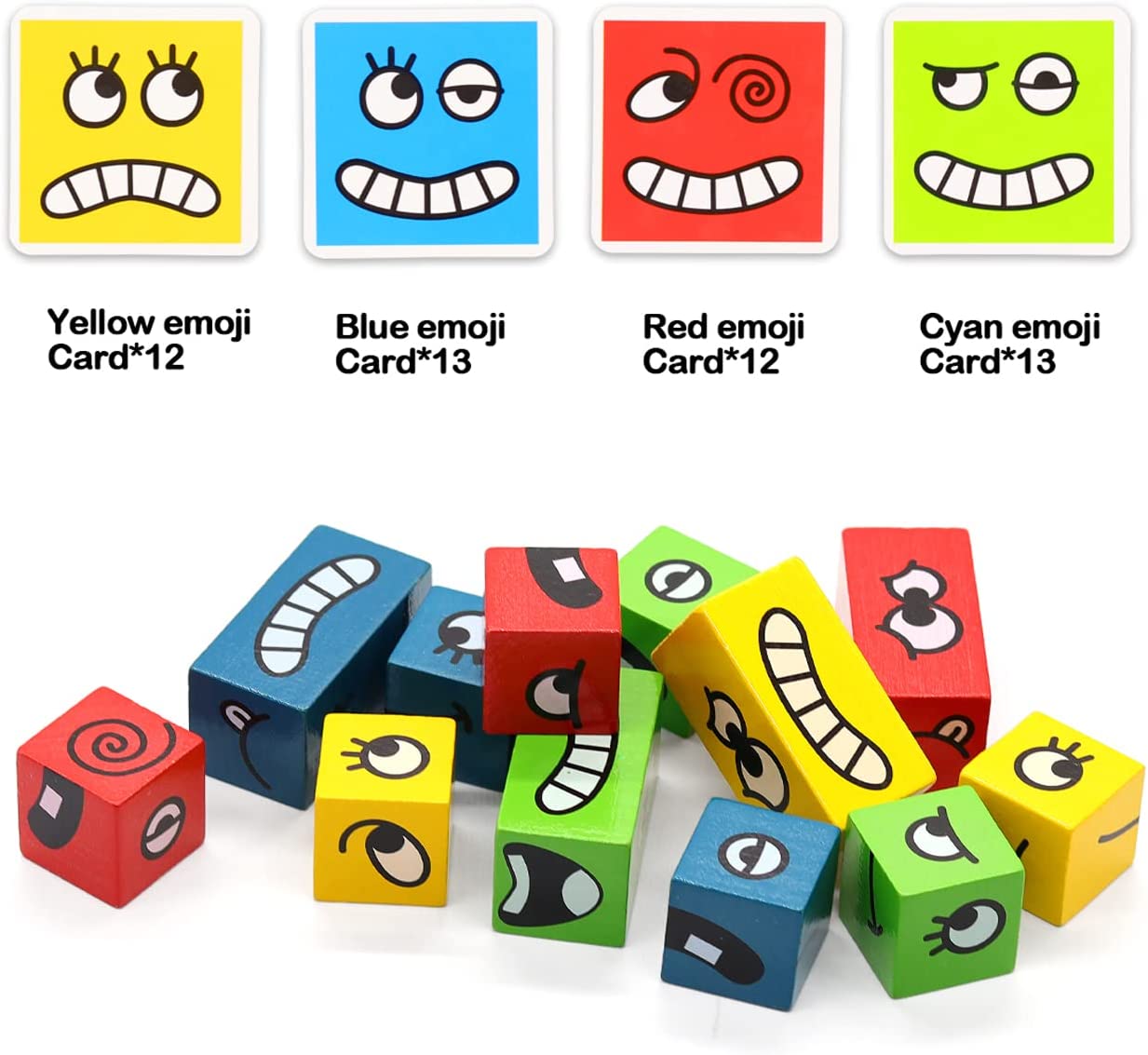 Bell Yellow Uzzle Puzzle Building Wooden Blocks Face-Changing with Bell Expressions Matching Cube Game Toy