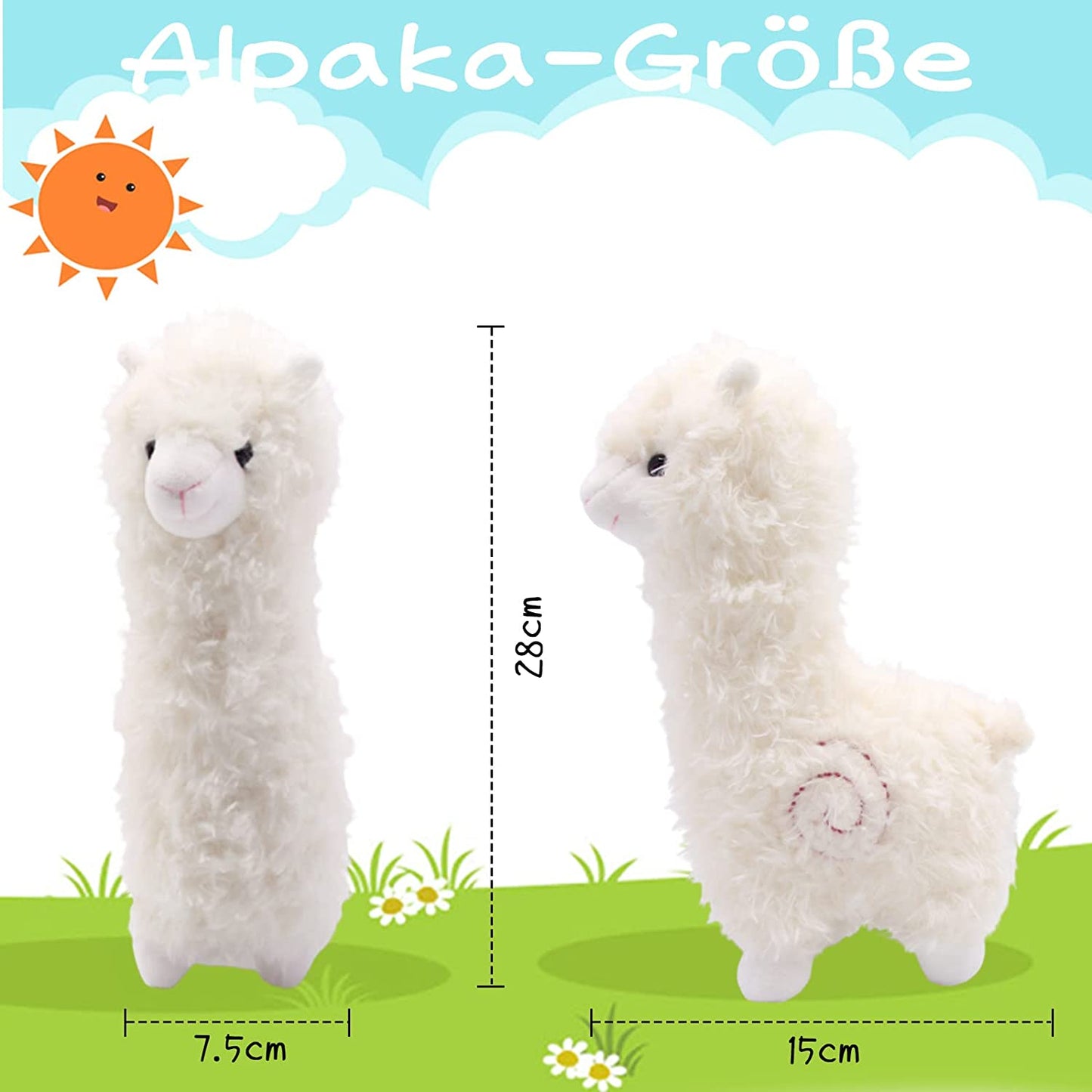 Alpaca Cuddly Toy, Alpaca Soft Toy, Soft Alpaca Cushion Stuffed Toy, Long Neck Plush Toy, Cute Alpaca Plush Toy for Children, Girls and Boys (White)