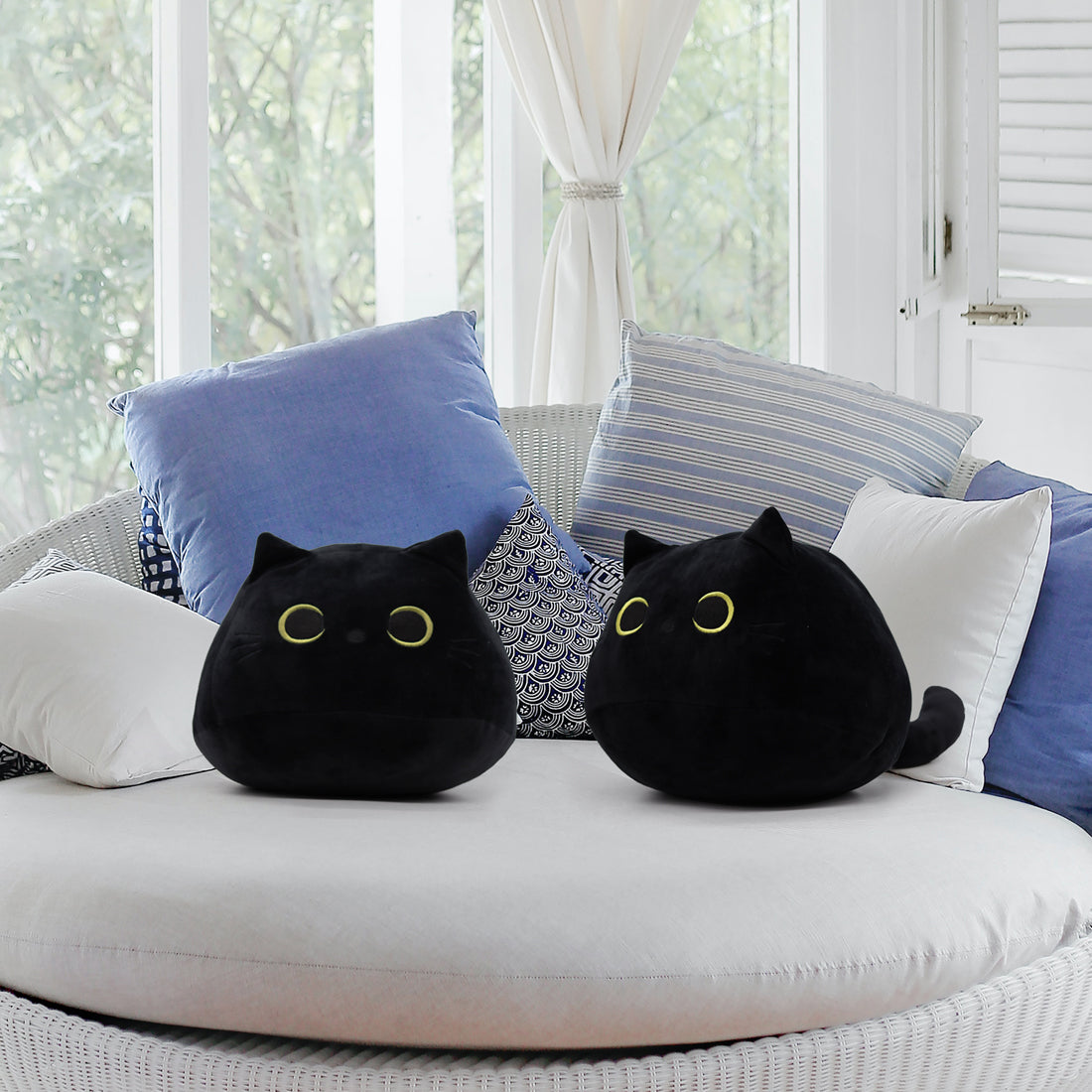 Black Cat Plush Toy Black Cat Pillow,Soft Plush Doll Cat Plushie Cat Pillow,Stuffed Animal Soft Plush Pillow Baby Plush Toys Cat Shape Design Sofa Pillow Decoration Doll (B)
