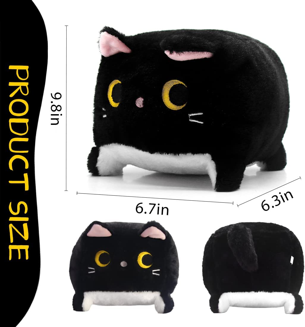 Black Cat Plush Toy Black Cat Pillow,Soft Plush Doll Cat Plushie Cat Pillow, Black Cat Plushie, Cat Plush, Cat Pillow Plush, Kawaii plushies Great Gift for Birthday/Christmas