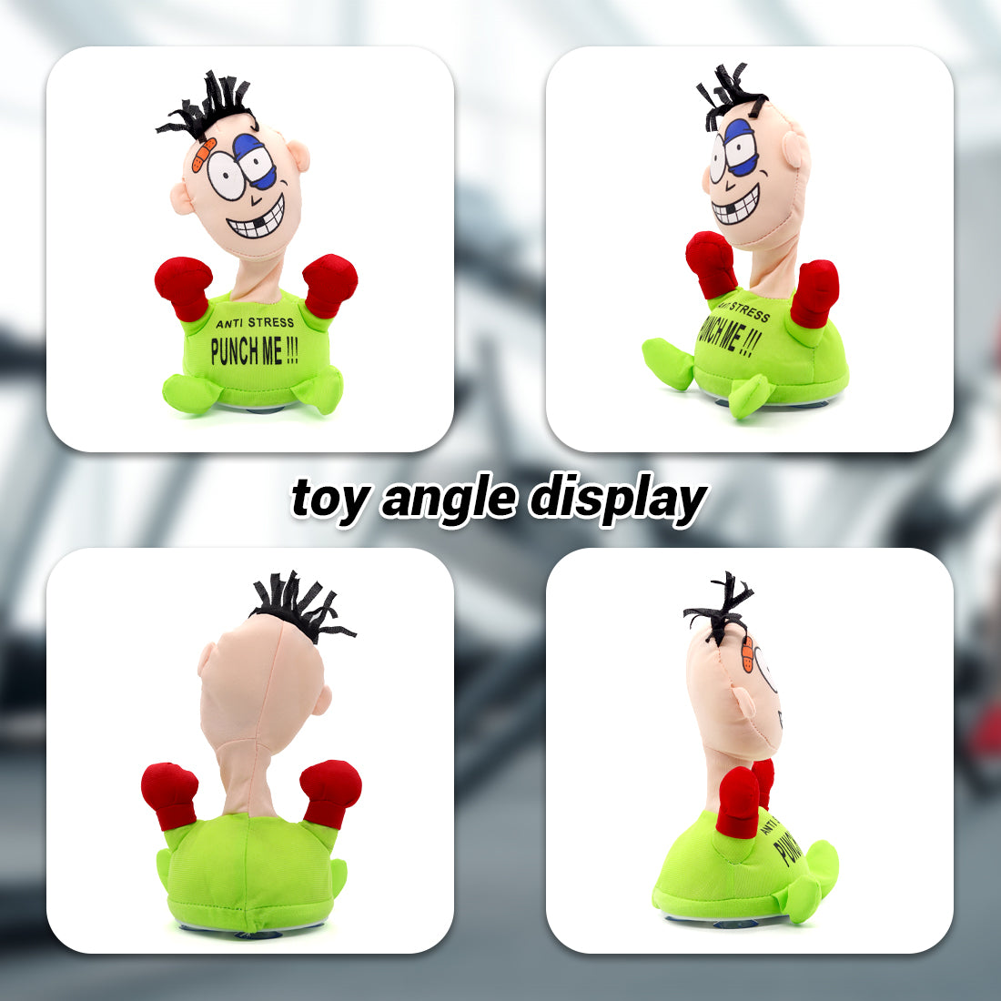 Electric Plush Anti Stress Doll, Desktop Stress Relief for Adults Interactive Toy, Desk Punching Bag Decompress Hit Toy Screaming Doll, Funny Toys for Adults and Children to Vent Stress (Green)