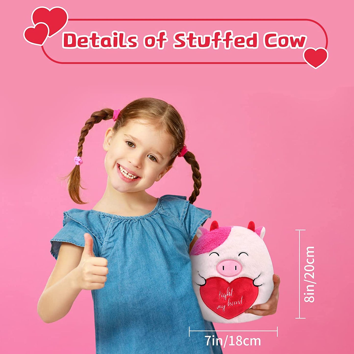 Valentines Day Gifts Cow Plush Pillow Cow Stuffed Animals Toys, Cute Cow Plushie Plush Cow Pillow, Soft Fluffy Stuffed Cow Plush Toy Stuffed Animal Cow Plush Gifts for Kids Girlsfriend Boyfriend