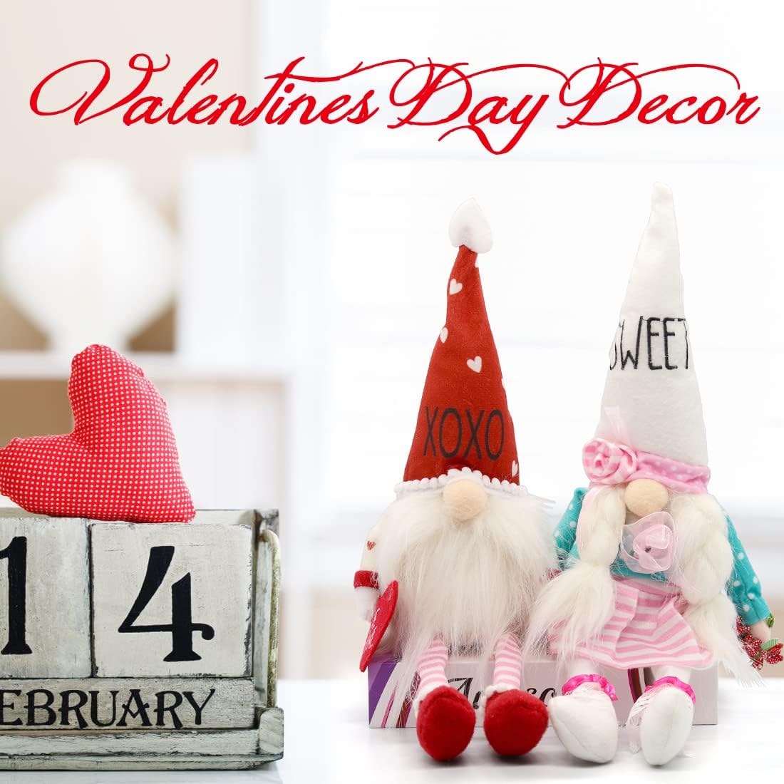 Easter Gnomes Decorations, Easter Bunny Gnomes Plush, Decor Gnome Decorations Spring Easter Decorations for The Home, Table Elf Gnomes Ornaments Easter Gifts(White-Red)