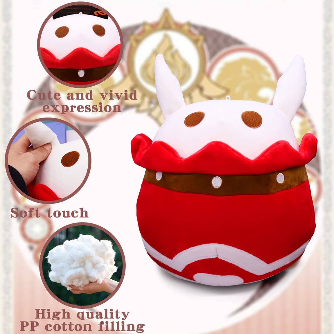 Gen-shin Impact Plush Bouncing Bomb Ball - 11.81 Inches Plushie Stuffed Doll Toy - Game Animation Peripheral Plushie Pillow for Cosplay Props Fans