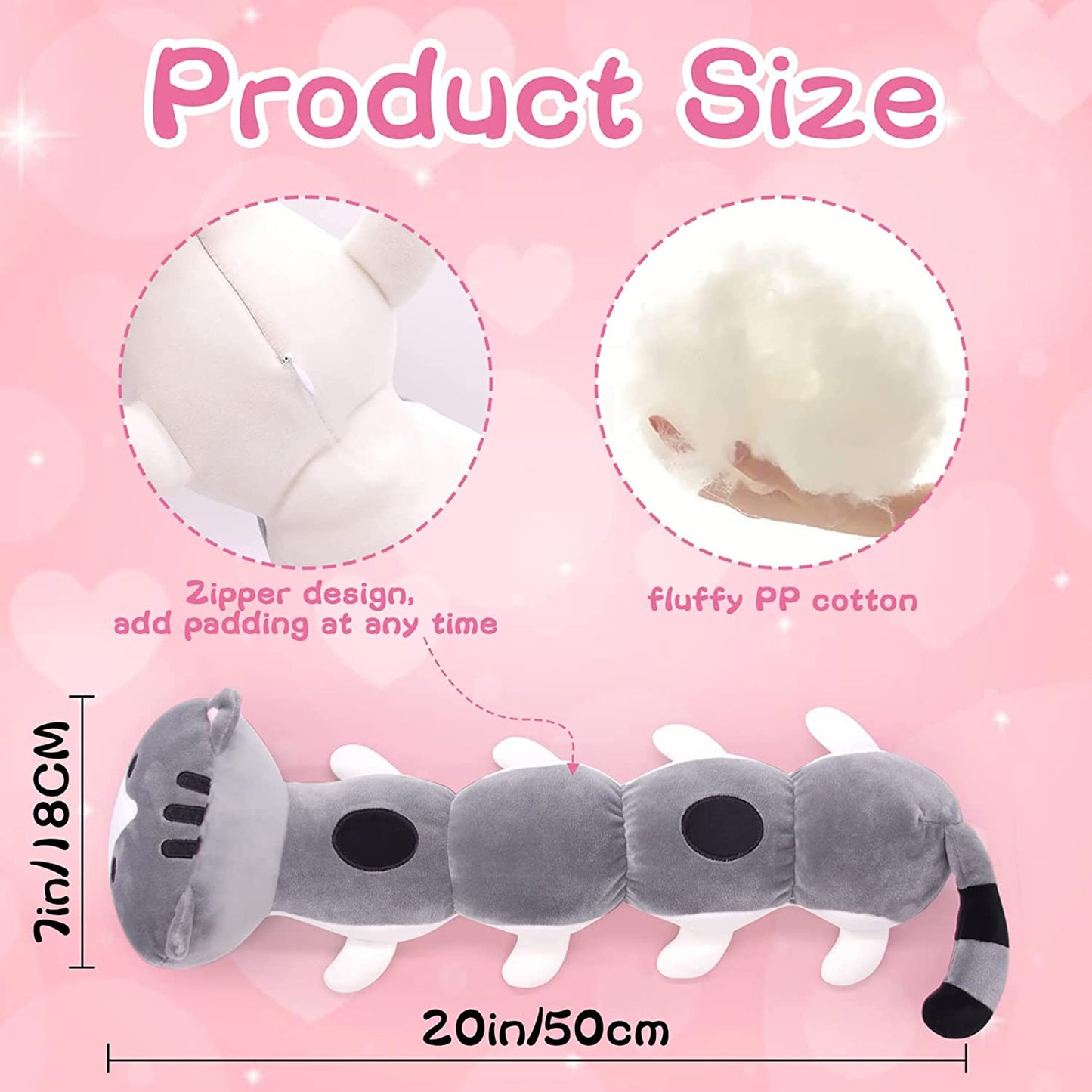 Desdfcer Cat Plush Pillow, Long Cat Stuffed Animal Toy, Cute Cat Plushies Doll, Cat Toys for Kids Birthday Christmas Valentines Day Gifts