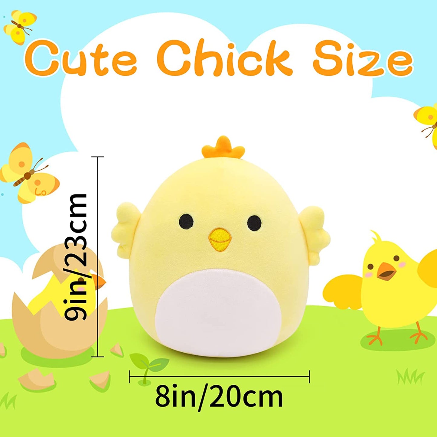 Easter Chick Plush Toys, Kawaii Chick Stuffed Animals Plushie, Soft Easter Chick Doll Pillow Easter Plush Gift for Kids