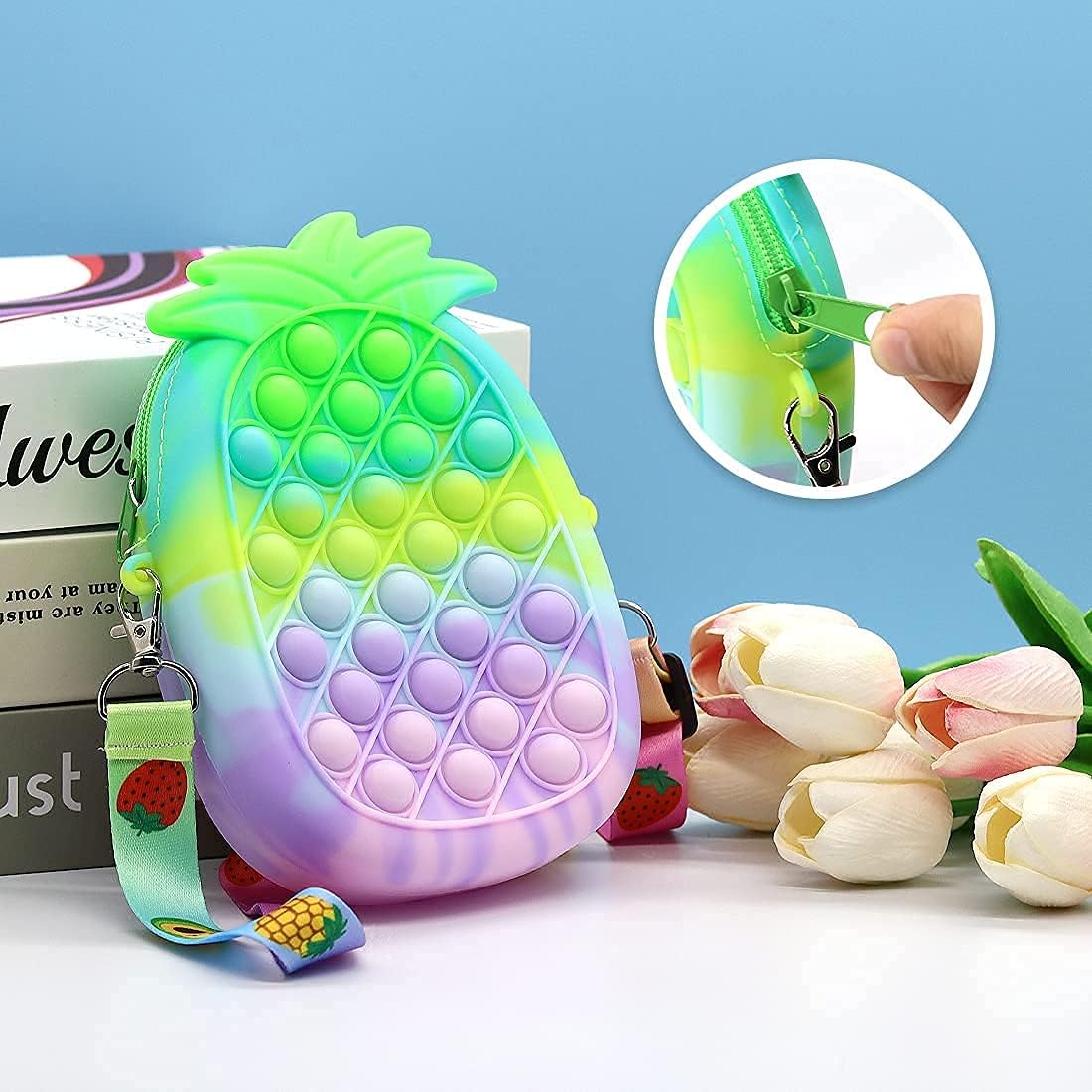 Pop On It Purse Fidget Toys Pop Shoulder Bag,Rainbow Pop Fidget Bag Toy,Push Popper Purse Kids Crossbody Bag Handbag Fidget Toys for Girls and Women