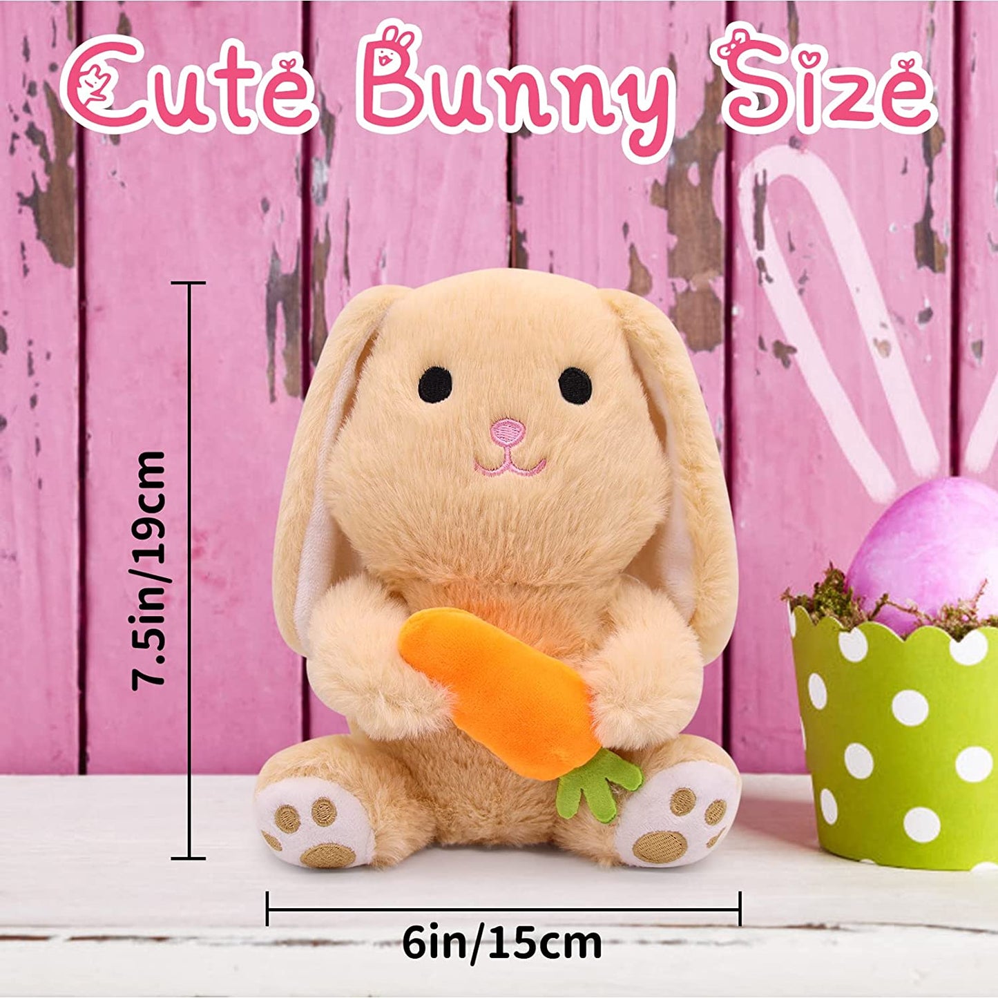 Easter bunny plush rabbie, rabbit plush toys for gift Easter, rabbit plush doll, brown rabbit plush toy with carrots, Valentine's Day Easter decoration gifts for children