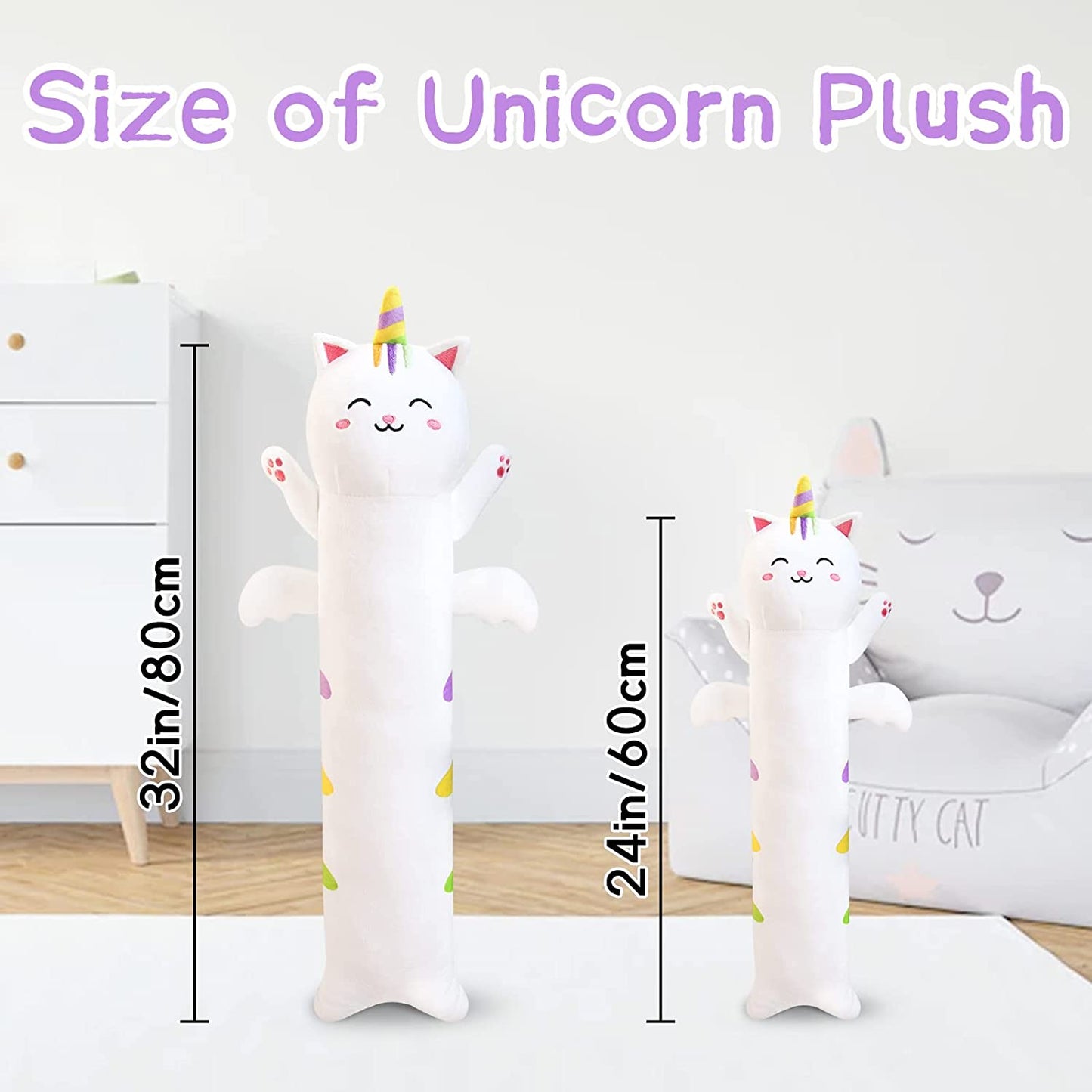 32In Long Cat Plush Body Pillow, Cute Long Cat Plush Toys Soft Easter Plush Toy, Soft Plush Cat Plushies Toy for Birthday Christmas Easter Kids Gifts