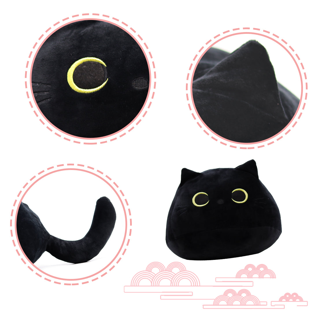 Black Cat Plush Toy Black Cat Pillow,Soft Plush Doll Cat Plushie Cat Pillow,Stuffed Animal Soft Plush Pillow Baby Plush Toys Cat Shape Design Sofa Pillow Decoration Doll (B)