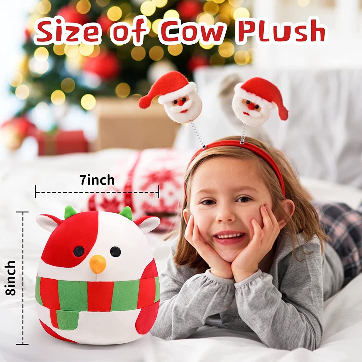 Cow Plush Toy - 3D Cute Cow Stuffed Animals Pillow Toy - Kawaii Cow Plush - Cow Pillow Plush for All Ages - Gift for Christmas Birthday Children's Day Home Decoration